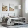 Image de Cadre De Lit Métal Sans Matelas Et Pied De Lit Blanc 150x200 Cm Vidaxl