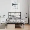 Image de Cadre De Lit Métal Sans Matelas Avec Tête De Lit Noir 100x190cm Vidaxl