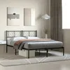 Image de Cadre De Lit M ©tal Sans Matelas Avec T  te De Lit Noir 120x190cm Vidaxl