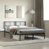Image de Cadre De Lit Métal Sans Matelas Avec Tête De Lit Noir 140x190cm Vidaxl