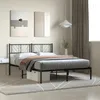 Image de vidaXL Cadre de lit métal avec tête de lit noir 140x190 cm 372179