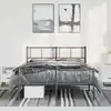 Image de Cadre De Lit Métal Sans Matelas Avec Pied De Lit Noir 135x190cm Vidaxl