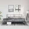 Image de Cadre De Lit Métal Sans Matelas Avec Pied De Lit Noir 193x203cm Vidaxl