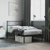 Image de Cadre De Lit Métal Sans Matelas Avec Tête De Lit Noir 75x190 Cm Vidaxl
