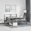 Image de Cadre De Lit Métal Sans Matelas Avec Pied De Lit Noir 135x190cm Vidaxl