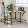 Image de vidaXL Bureau Table dOrdinateur avec Étagères Bureau dOrdinateur avec Pieds Table dÉcriture Chambre Industriel Chêne