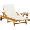 Image de Chaise Longue Avec Coussin Et Table Bois D'acacia Massif Vidaxl