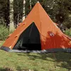 Image de vidaXL Tente de Camping Tipi 4 Personnes Tente dOmbrage avec Sac de Transport Auvent de Camping Abri de Jardin Orange 94382