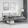 Image de Cadre De Lit Métal Sans Matelas Avec Pied De Lit Noir 183x213cm Vidaxl