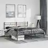 Image de Cadre De Lit Métal Sans Matelas Avec Pied De Lit Noir 193x203cm Vidaxl