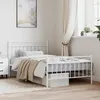 Image de vidaXL Cadre de lit métal sans matelas et pied de lit blanc 107x203 cm 373754