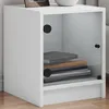 Image de Tables De Chevet Avec Portes En Verre 2 Pcs Blanc 35x37x42 Cm Vidaxl