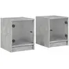 Image de Tables De Chevet Et Portes Vitrées 2 Pcs Gris Béton 35x37x42 Cm Vidaxl
