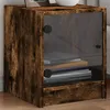 Image de Table De Chevet Avec Porte En Verre Chêne Fumé 35x37x42 Cm Vidaxl