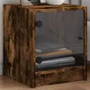 Image de Tables De Chevet Et Portes Vitrées 2 Pcs Chêne Fumé 35x37x42 Cm Vidaxl