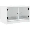 Image de Meuble Tv Avec Portes En Verre Blanc 68x37x42 Cm Vidaxl