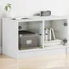 Image de vidaXL Meuble TV avec portes en verre blanc 68x37x42 cm 836357