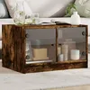 Image de Table Basse Avec Portes En Verre Chêne Fumé 68x50x42 Cm Vidaxl