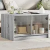Image de Table Basse Avec Portes En Verre Sonoma Gris 68x50x42 Cm Vidaxl