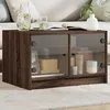 Image de Table Basse Avec Portes En Verre Chêne Marron 68x50x42 Cm Vidaxl