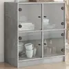 Image de Armoire Latérale Avec Portes En Verre Gris Béton 68x37x75,5 Cm Vidaxl