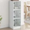 Image de Buffet Avec Portes En Verre Blanc 35x37x109 Cm Vidaxl