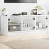 Image de Meuble Tv Avec Portes En Verre Blanc 102x37x42 Cm Vidaxl