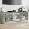 Image de Meuble Tv Avec Portes En Verre Gris Béton 102x37x42 Cm Vidaxl