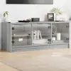 Image de Meuble Tv Avec Portes En Verre Sonoma Gris 102x37x42 Cm Vidaxl