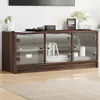 Image de Meuble Tv Avec Portes En Verre Chêne Marron 102x37x42 Cm Vidaxl