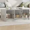 Image de Table Basse Avec Portes En Verre Gris Béton 102x50x42 Cm Vidaxl