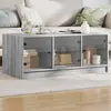 Image de Table Basse Avec Portes En Verre Sonoma Gris 102x50x42 Cm Vidaxl