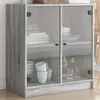 Image de Armoire Latérale Avec Portes En Verre Sonoma Gris 68x37x75,5 Cm Vidaxl