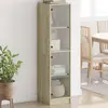 Image de Buffet Avec Portes En Verre Chêne Sonoma 35x37x142 Cm Vidaxl
