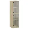 Image de Buffet avec portes en verre - vidaXL - Chêne Sonoma - Bois dingénierie - 35x37x142 cm - Grand espace de rangement
