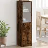 Image de Buffet Avec Porte En Verre Chêne Fumé 35x37x142 Cm Vidaxl