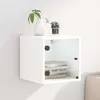Image de Table De Chevet Avec Porte En Verre Blanc 35x37x35 Cm Vidaxl