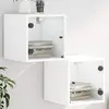 Image de Tables De Chevet Avec Portes En Verre 2 Pcs Blanc 35x37x35 Cm Vidaxl