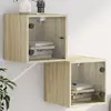 Image de Tables De Chevet Et Portes Vitrées 2pcs Chêne Sonoma 35x37x35cm Vidaxl