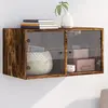 Image de Armoire Murale Avec Portes En Verre Chêne Fumé 68,5x37x35 Cm Vidaxl