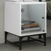 Image de vidaXL Table de Chevet avec Porte en Verre Armoire de Lit avec Rangement Table de Nuit Armoire de Nuit Chambre à Coucher 836518