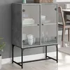 Image de Armoire Latérale Avec Portes En Verre Gris Béton 69x37x100 Cm Vidaxl