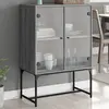 Image de Armoire Latérale Avec Portes En Verre Sonoma Gris 69x37x100 Cm Vidaxl