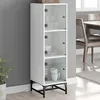 Image de Buffet Avec Portes En Verre Blanc 35x37x120 Cm Vidaxl