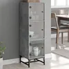 Image de Buffet Avec Portes En Verre Gris Béton 35x37x120 Cm Vidaxl