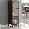 Image de Buffet Avec Portes En Verre Chêne Fumé 35x37x120 Cm Vidaxl