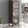 Image de Buffet Avec Portes En Verre Chêne Marron 35x37x120 Cm Vidaxl