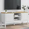 Image de Meuble Tv Floro Blanc 114x43x55 Cm Bois Massif De Pin Vidaxl