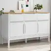 Image de Buffet Floro Blanc 114x43x74 Cm Bois Massif De Pin Vidaxl