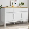 Image de vidaXL Buffet FLORO blanc 114x43x74 cm bois massif de pin 374024
